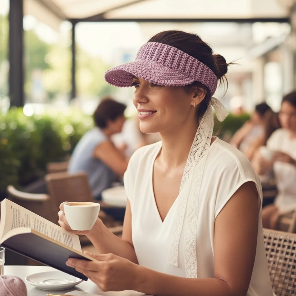 Casquette visière golf en crochet coton parme — Feni Privé